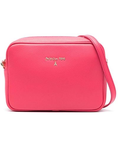 Patrizia Pepe Leren Crossbodytas Met Logo - Roze