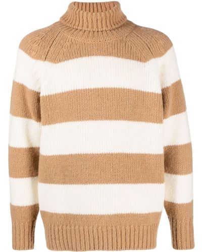 PT Torino Striped Wool-blend Sweater - Natural