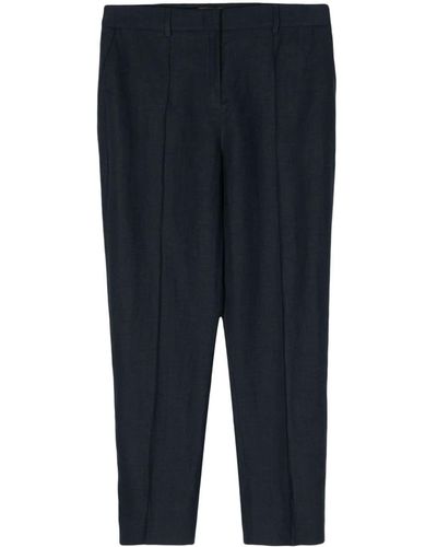 N.Peal Cashmere Harper Linen Cropped Trousers - Blue