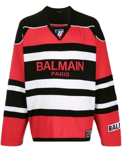 Balmain Jersey con logo estampado - Rojo