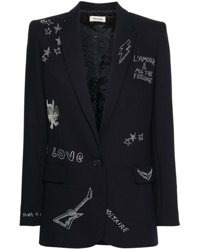 Zadig & Voltaire Crystal-embellished Blazer - Black