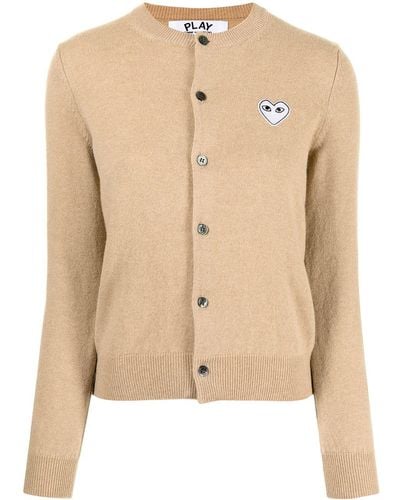 COMME DES GARÇONS PLAY Embroidered Heart Wool-knit Cardigan - Brown