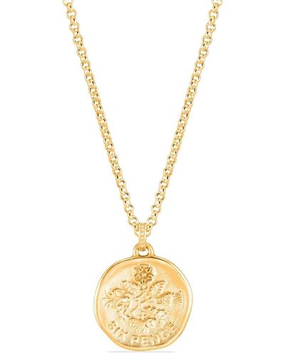 Dower & Hall Collar Lucky Sixpence con medallón - Metálico