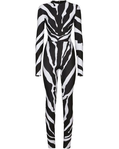 Dolce & Gabbana Catsuit Met Zebraprint - Zwart