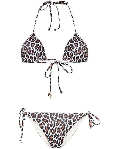 Fisico Bikini mit Leoparden-Print - Weiß