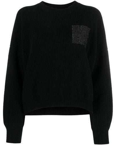 Peserico Metallic-threading Crew-neck Sweater - Black