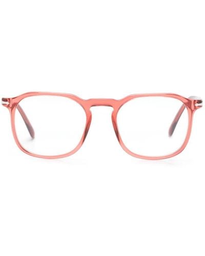 Persol Transparente PO3337V Brille mit rundem Gestell - Rot