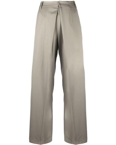 Low Classic Inverted-pleat Detail Trousers - Grey