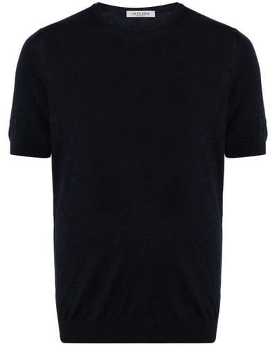 Fileria Short-sleeve Silk Sweater - Black