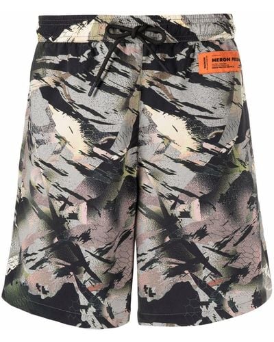 Heron Preston Abstract-print Swim Shorts - Grey