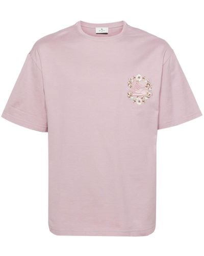 Etro T-Shirt mit Pegaso-Stickerei - Pink