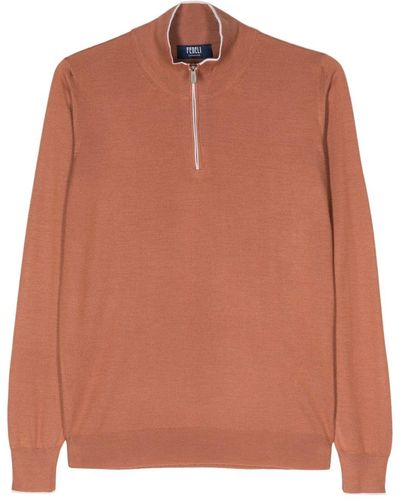 Fedeli Cashmere-silk Blend Fine-knit Sweater - Brown