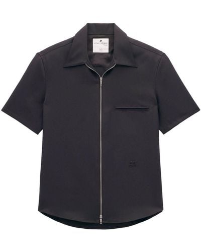 Courreges Logo-appliqué Twill Shirt - Black