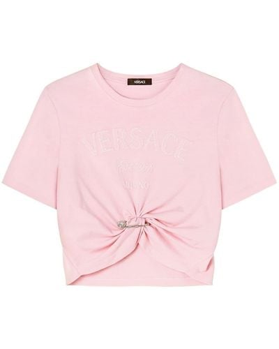 Versace T-Shirt mit Medusa-Sicherheitsnadel - Pink