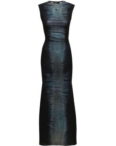 MISBHV Denim-print Mermaid Dress - Blue