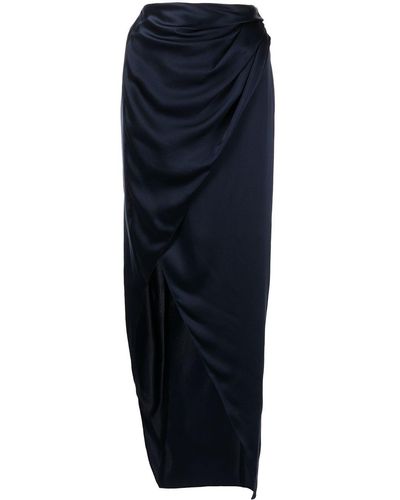 Michelle Mason Wrap-effect Silk Charmeuse Skirt - Blue