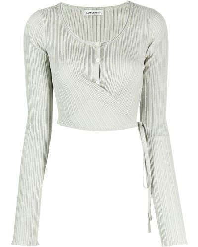 Low Classic Ribbed Wrap Top - Green