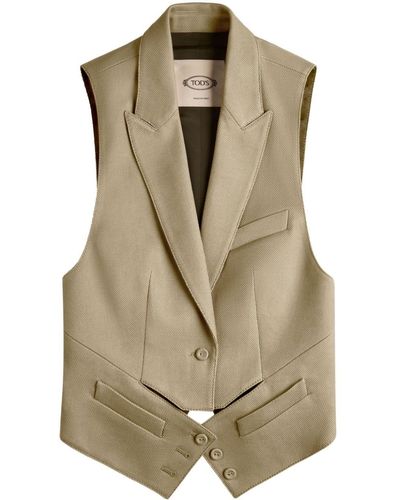 Tod's Belted Cotton Waistcoat - Natural
