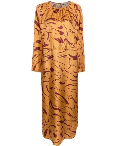 Asceno Rhodes Silk Maxi Dress - Orange