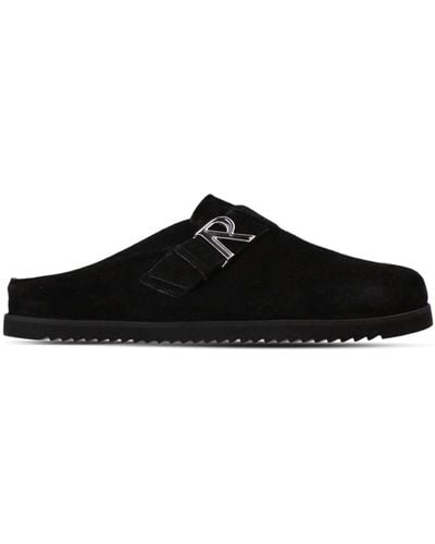 Represent Initial Round-toe Leather Slippers - Black