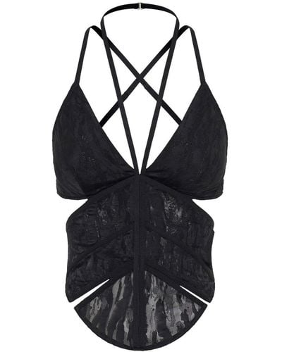 Dion Lee Camouflage-lace Corset Top - Black