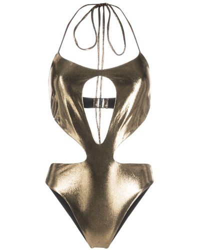 Magda Butrym Keyhole Cut-out Swimsuit - Metallic