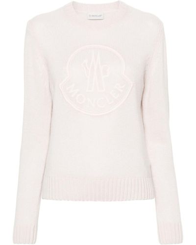 Moncler Logo-embroidered Crew-neck Sweater - White