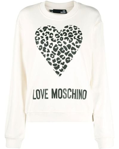 Love Moschino Sweat à imprimé cœur - Blanc
