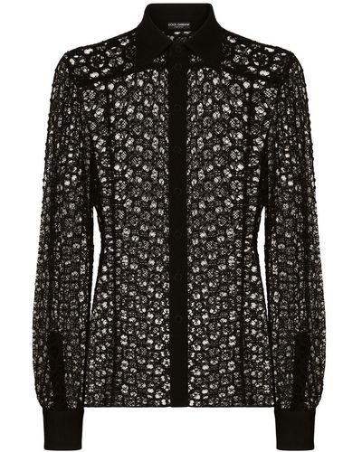 Dolce & Gabbana Blazer Sicilia con encaje de macramé - Negro