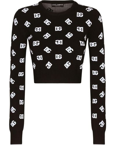 Dolce & Gabbana Trui Met Dg-logo Jacquard - Zwart