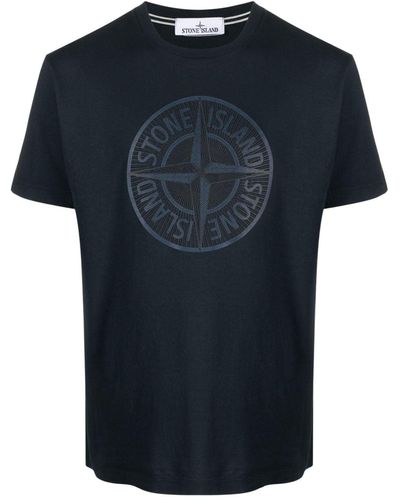 Stone Island Compass-print Cotton T-shirt - Blue