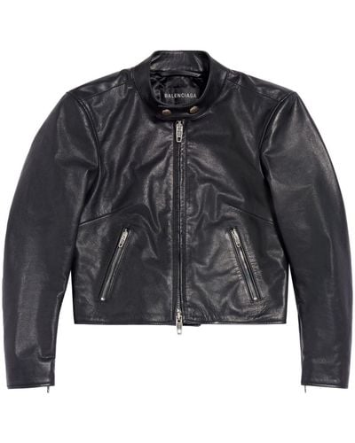 Balenciaga Racer Zipped Leather Jacket - Black