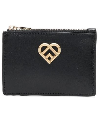 Furla Cartera con placa del logo - Negro