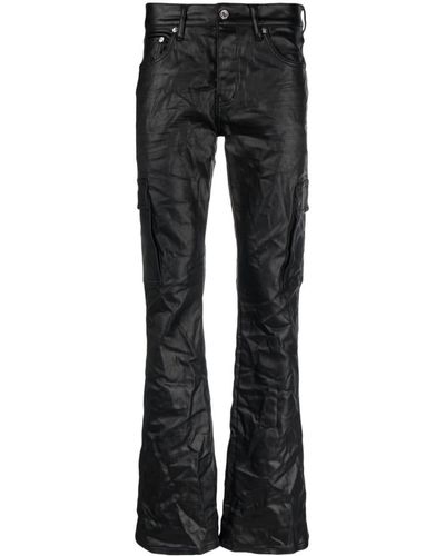 Purple Brand Faux-leather Bootcut Trousers - Black