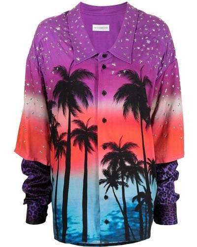 Faith Connexion Oversize Palm Tree-print Shirt - Multicolour