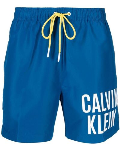 Calvin Klein Logo-print Swim Shorts - Blue