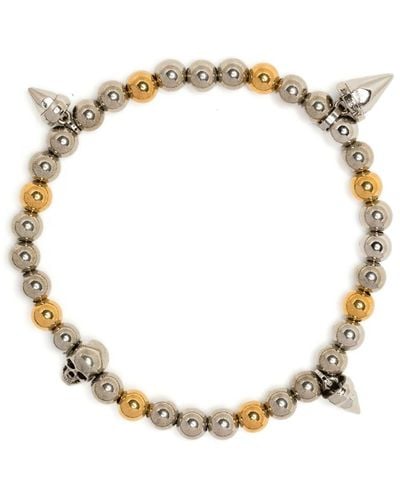 Alexander McQueen Charm-detail Metallic Beaded Bracelet