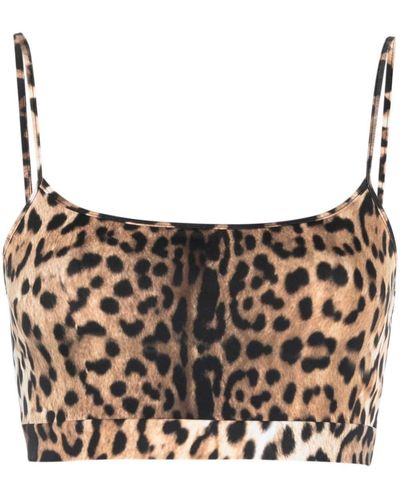 Roberto Cavalli Leopard-print Cropped Top - Gray