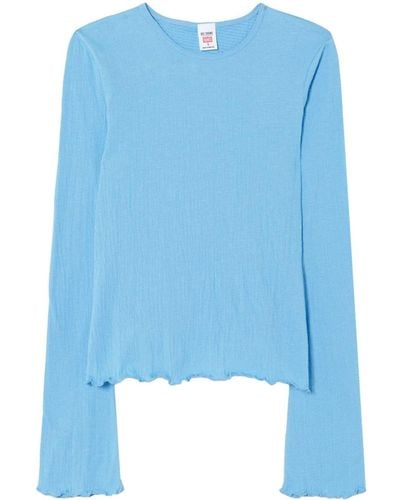 RE/DONE Bell-sleeved Crinkled Top - Blue