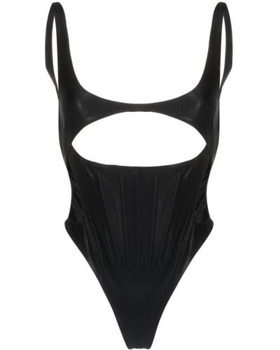 Mugler Corseted Cut-out Swimsuit - Black
