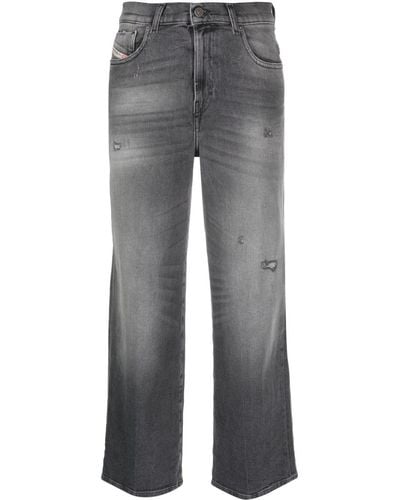 DIESEL Gerade Jeans im Distressed-Look - Grau