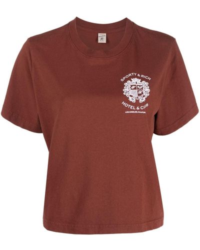 Sporty & Rich Logo-print Cotton T-shirt - Red
