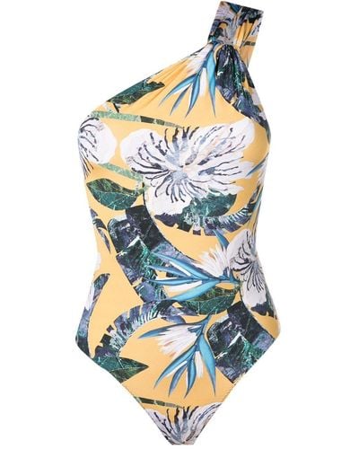 Clube Bossa Asymmetric Floral-print Swimsuit - Blue