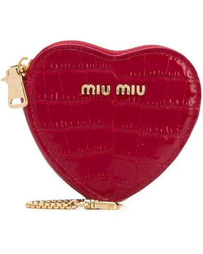 Miu Miu Logo Heart Coin Purse - Red