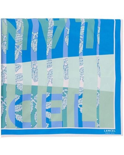 Lancel Horizon-print Silk Scarf - Blue
