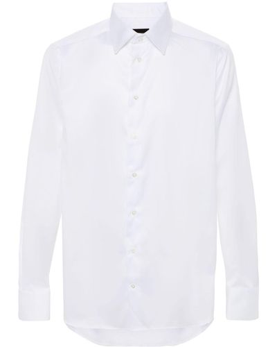 Emporio Armani Classic-collar twill shirt - Weiß