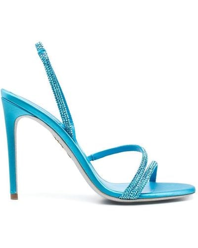 Rene Caovilla Crystal-embellished Slingback 110mm Sandals - Blue
