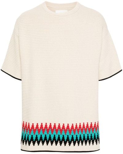 Jil Sander Zigzag-intarsia Knitted T-shirt - White