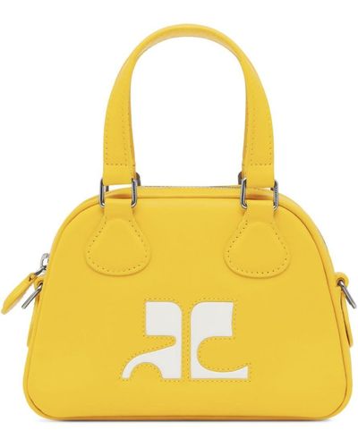 Courreges Bowling Leather Mini Bag - Yellow