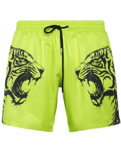 Philipp Plein Tiger-print Swim Shorts - Green